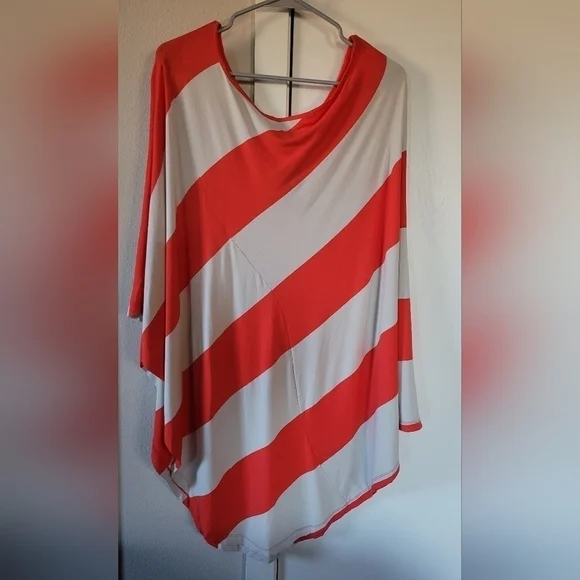 NWT Express Red & Beige Striped One Shoulder Dress - Picture 6 of 10